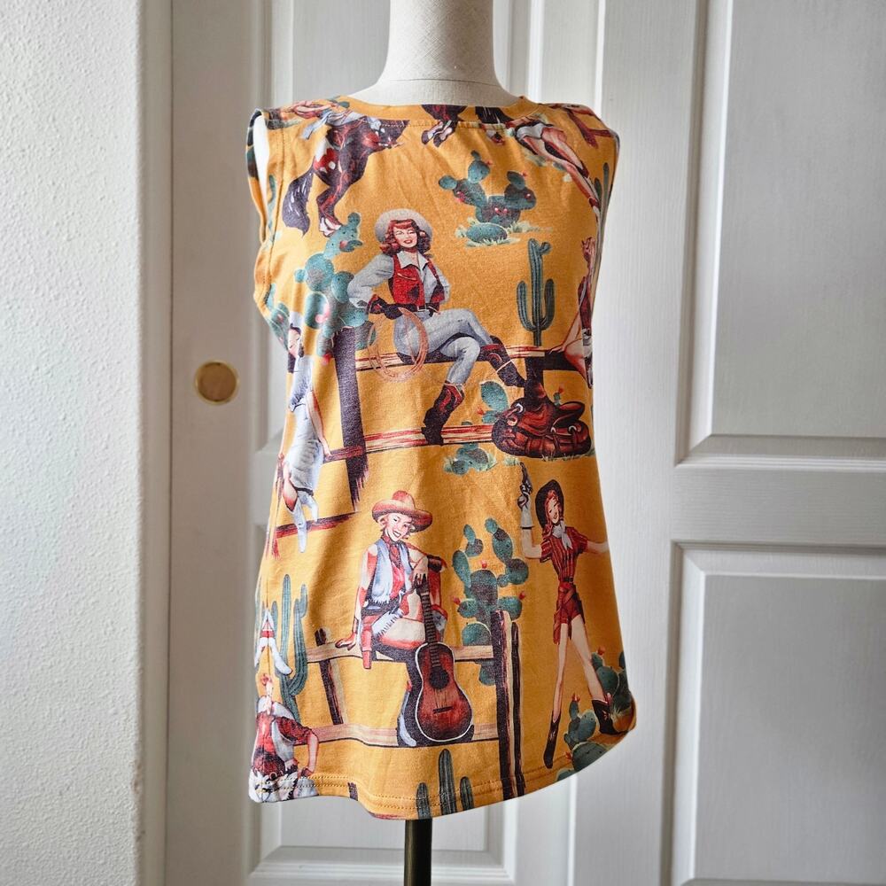 Western cactus cowgirl tank Small